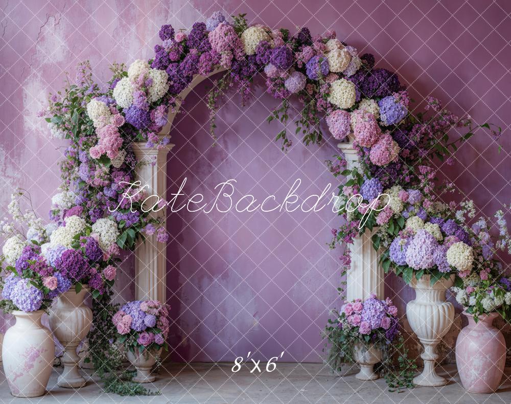 Kate Spring Flower Arch Purple Fleece Backdrop Designed by Emetselch - Image 2