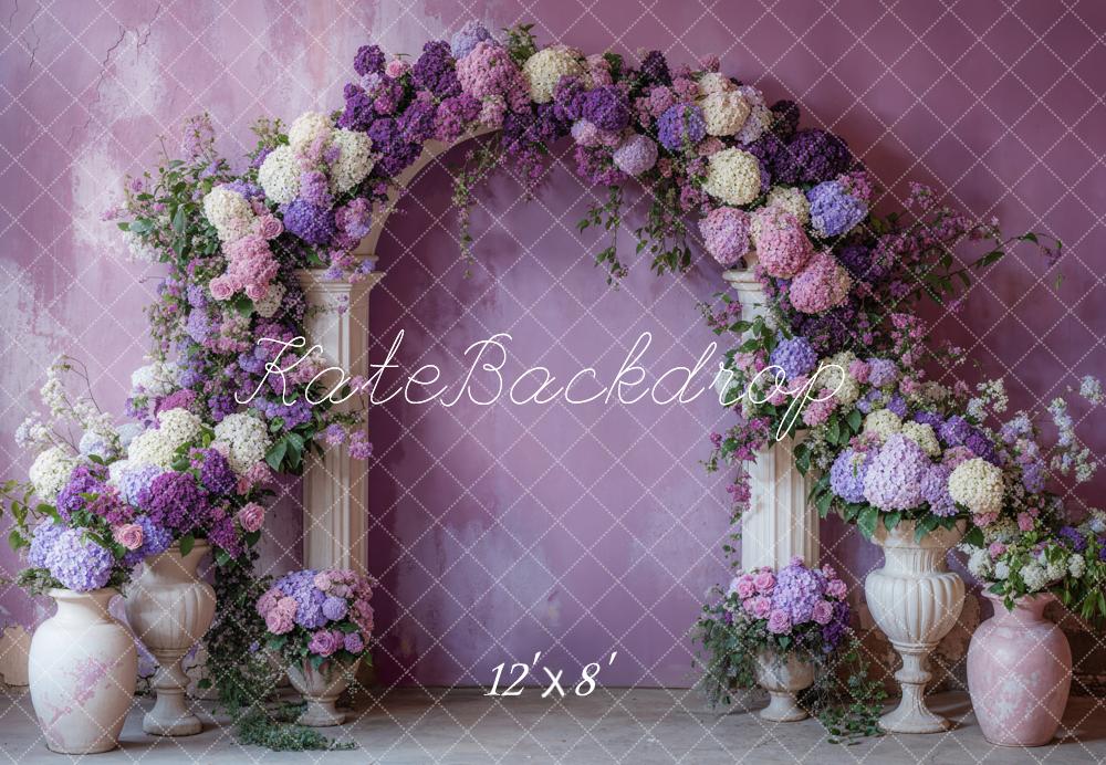 Kate Spring Flower Arch Purple Fleece Backdrop Designed by Emetselch - Image 4