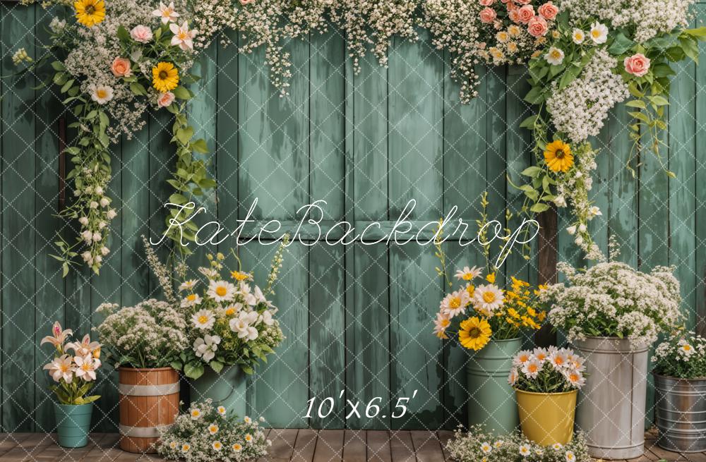 Kate Spring Flower Arch Rustic Green Door Backdrop Designed by Emetselch - Image 4