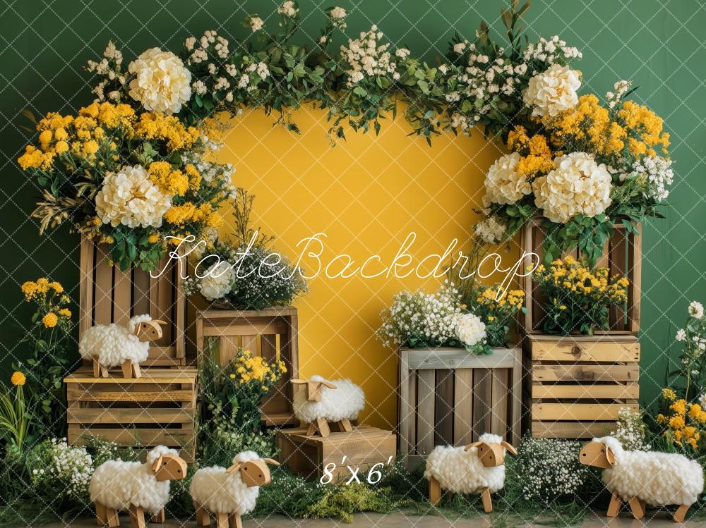 Kate Spring Flower Arch Sheep Yellow Backdrop Designed by Patty Robert - Image 3