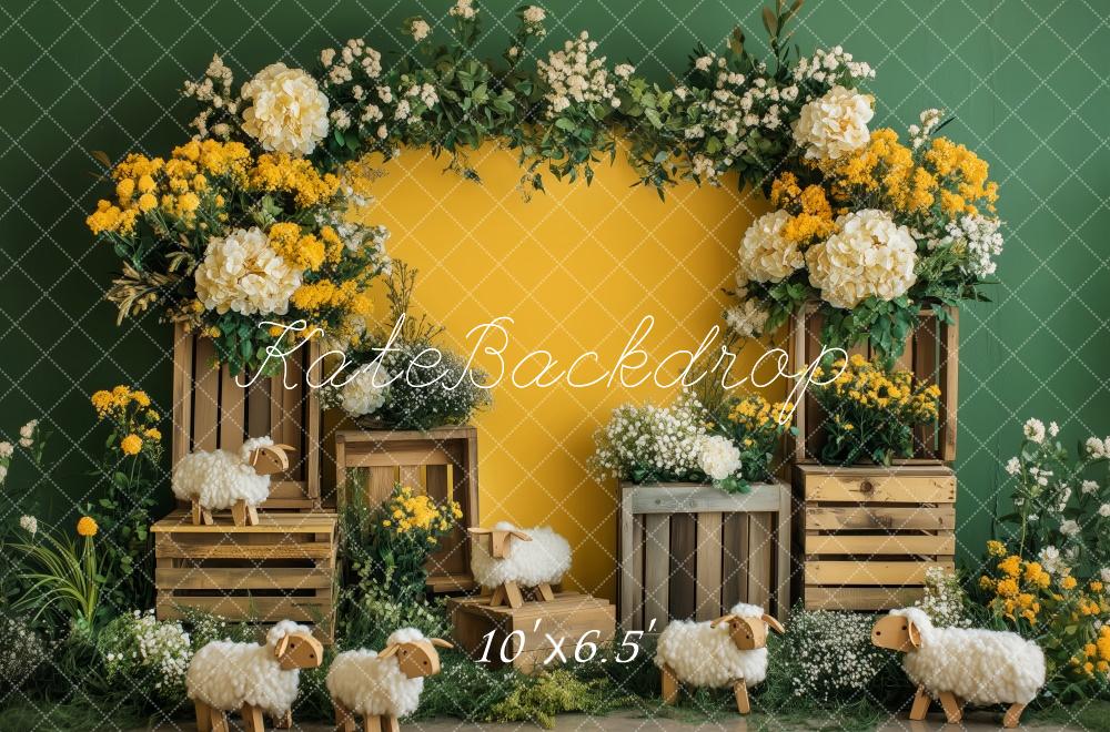 Kate Spring Flower Arch Sheep Yellow Backdrop Designed by Patty Robert - Image 4