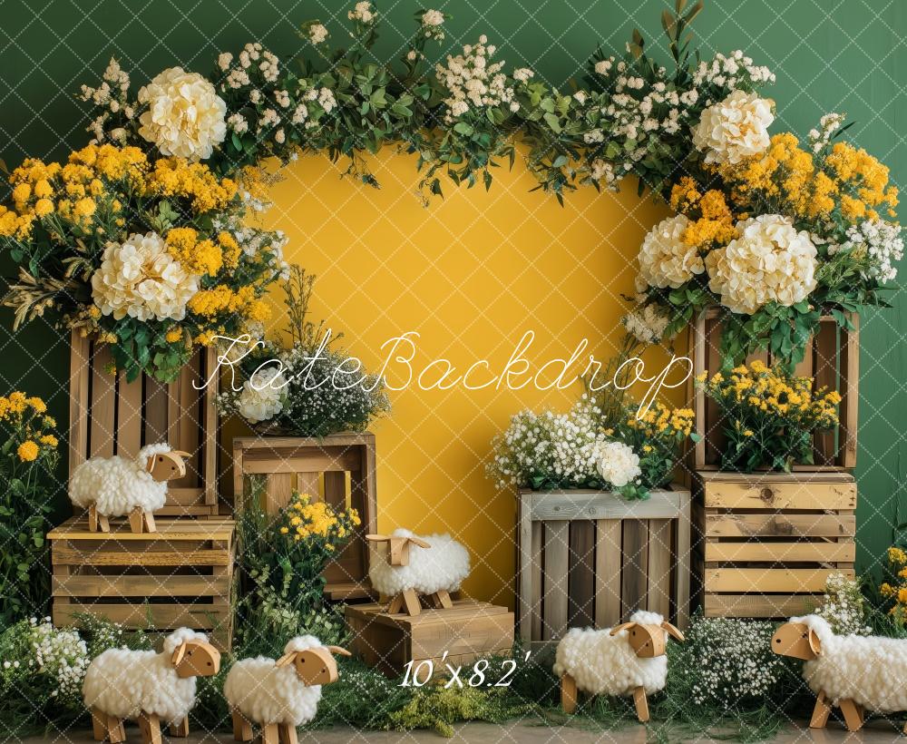 Kate Spring Flower Arch Sheep Yellow Backdrop Designed by Patty Robert - Image 5