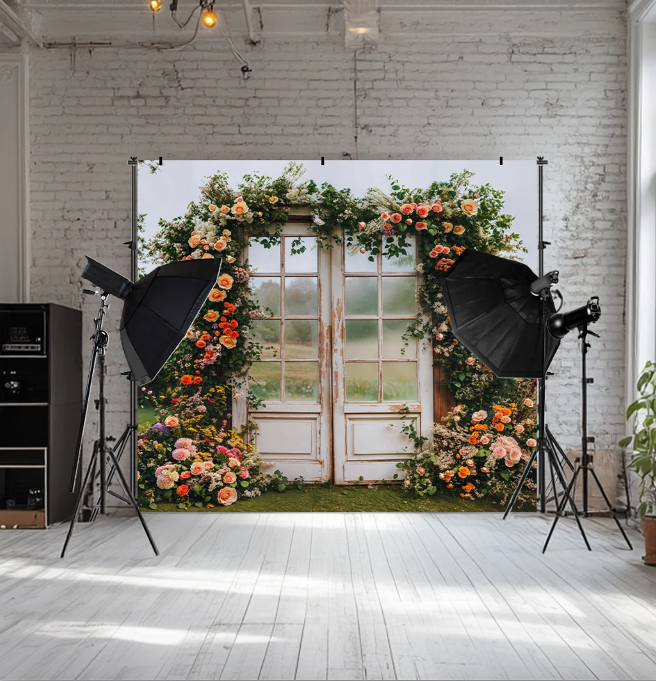 Kate Spring Flower Arch Vintage Door Backdrop Designed by Emetselch - Image 3