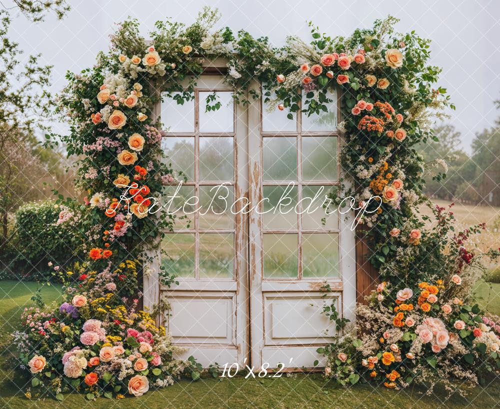 Kate Spring Flower Arch Vintage Door Backdrop Designed by Emetselch - Image 7
