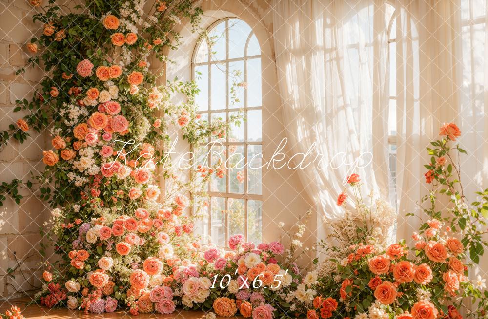 Kate Spring Flower Arch Window Sunlight Backdrop Designed by Emetselch - Image 4