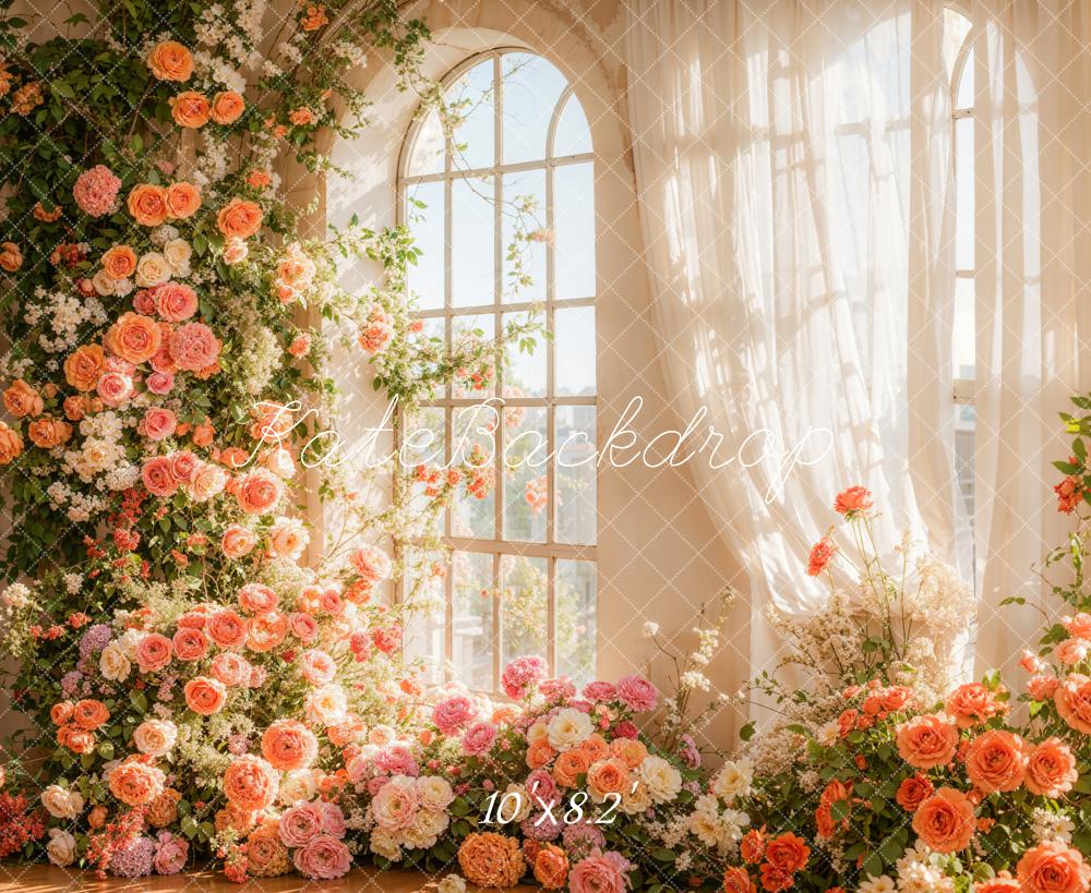 Kate Spring Flower Arch Window Sunlight Backdrop Designed by Emetselch - Image 5