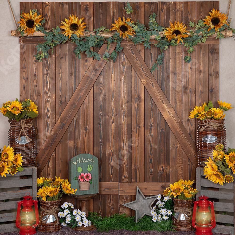 Kate Spring Flower Backdrop Barn Door Designed by Emetselch - Image 2