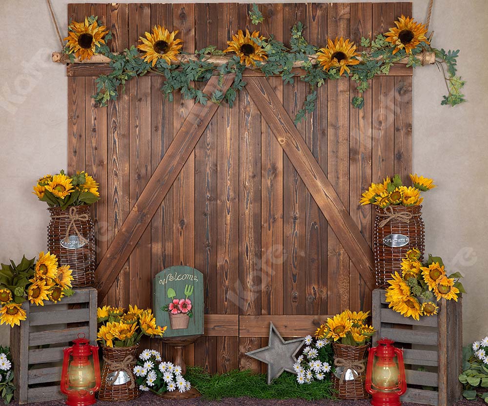 Kate Spring Flower Backdrop Barn Door Designed by Emetselch - Image 3