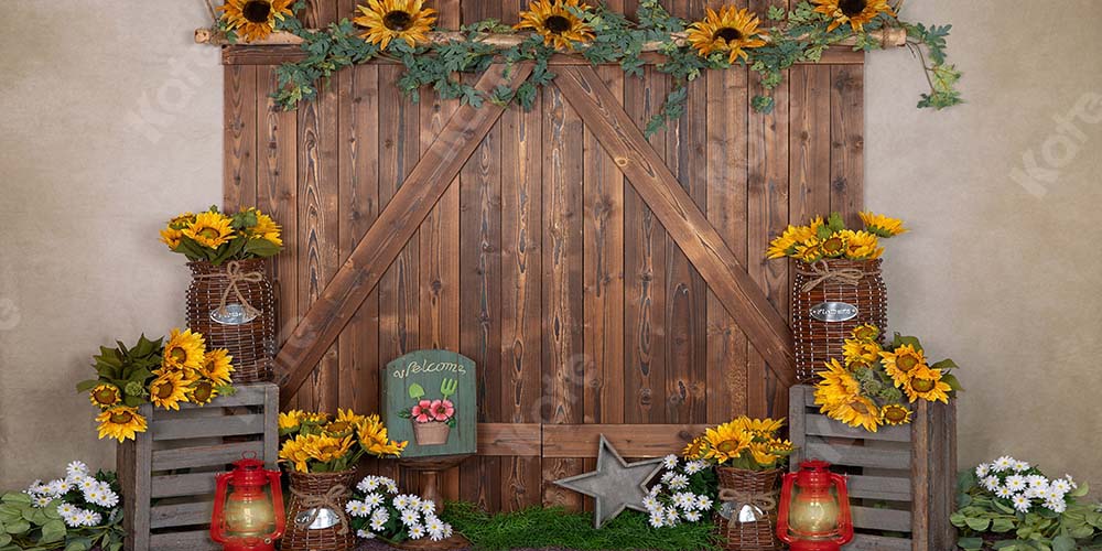 Kate Spring Flower Backdrop Barn Door Designed by Emetselch - Image 4