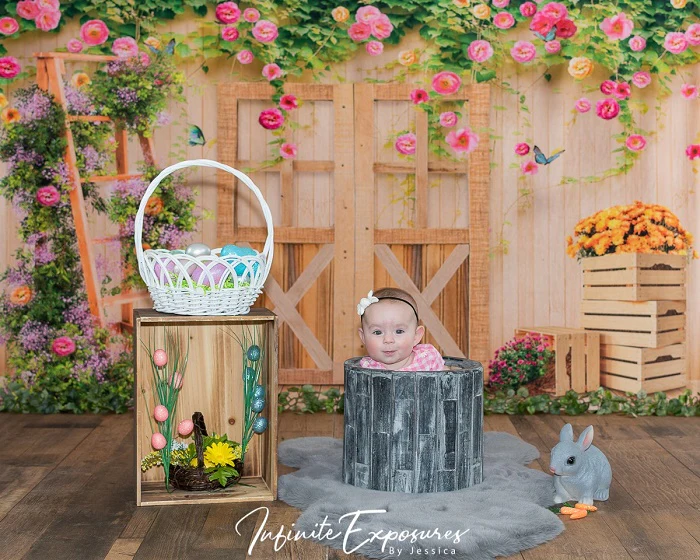 Kate Spring Flower Garden Wood Door Backdrop Designed By Ava Lee