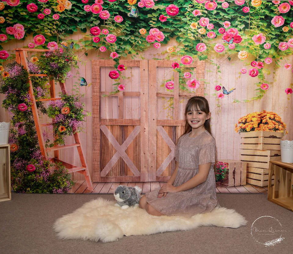 Kate Spring Flower Garden Wood Door Backdrop Designed By Ava Lee - Image 3
