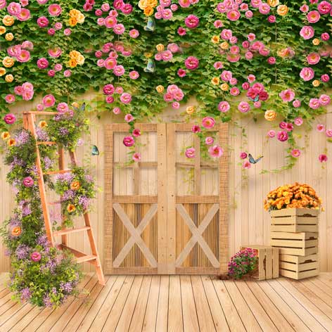 Kate Spring Flower Garden Wood Door Backdrop Designed By Ava Lee - Image 5