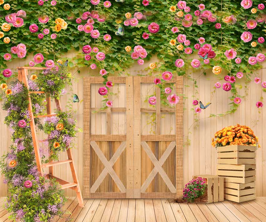 Kate Spring Flower Garden Wood Door Backdrop Designed By Ava Lee - Image 6