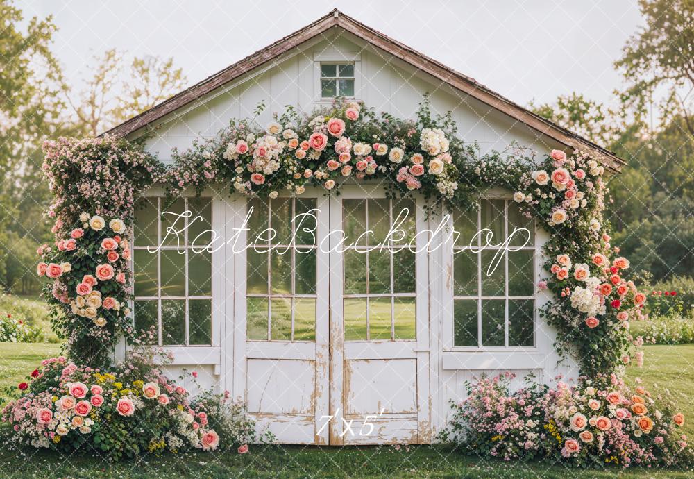 Kate Spring Flower House Rustic Garden Backdrop Designed by Emetselch - Image 2