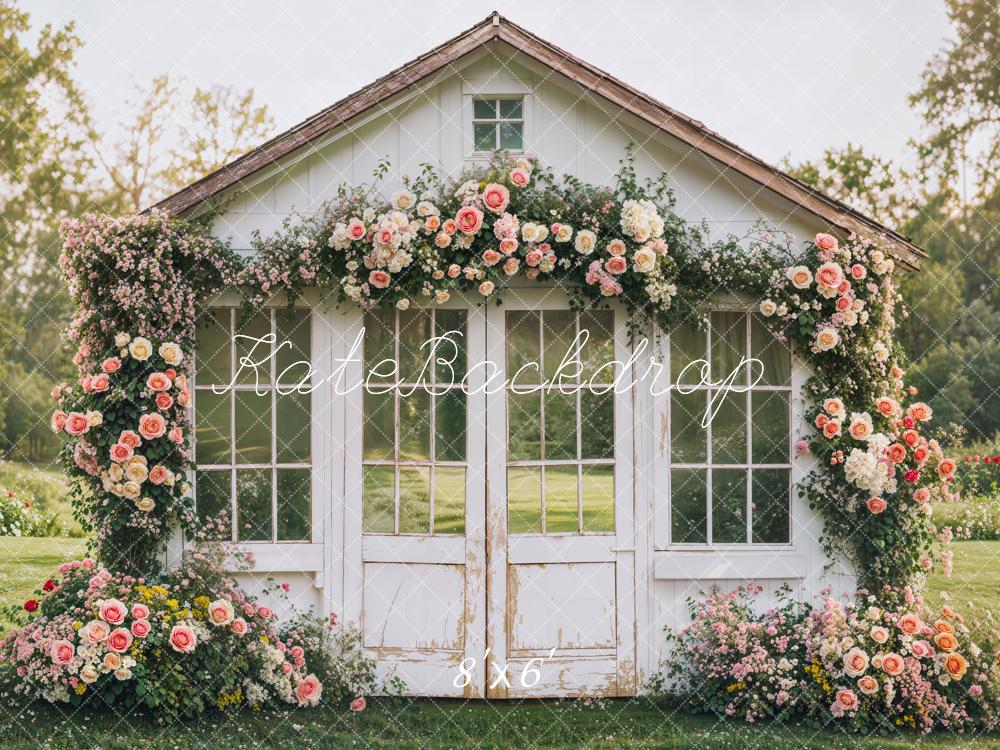 Kate Spring Flower House Rustic Garden Backdrop Designed by Emetselch - Image 7