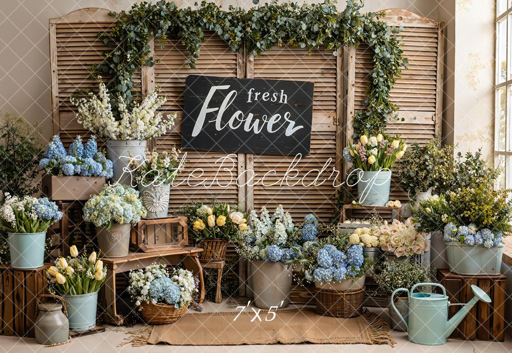 Kate Spring Flower Market Rustic Shutters Backdrop Designed by Emstselch