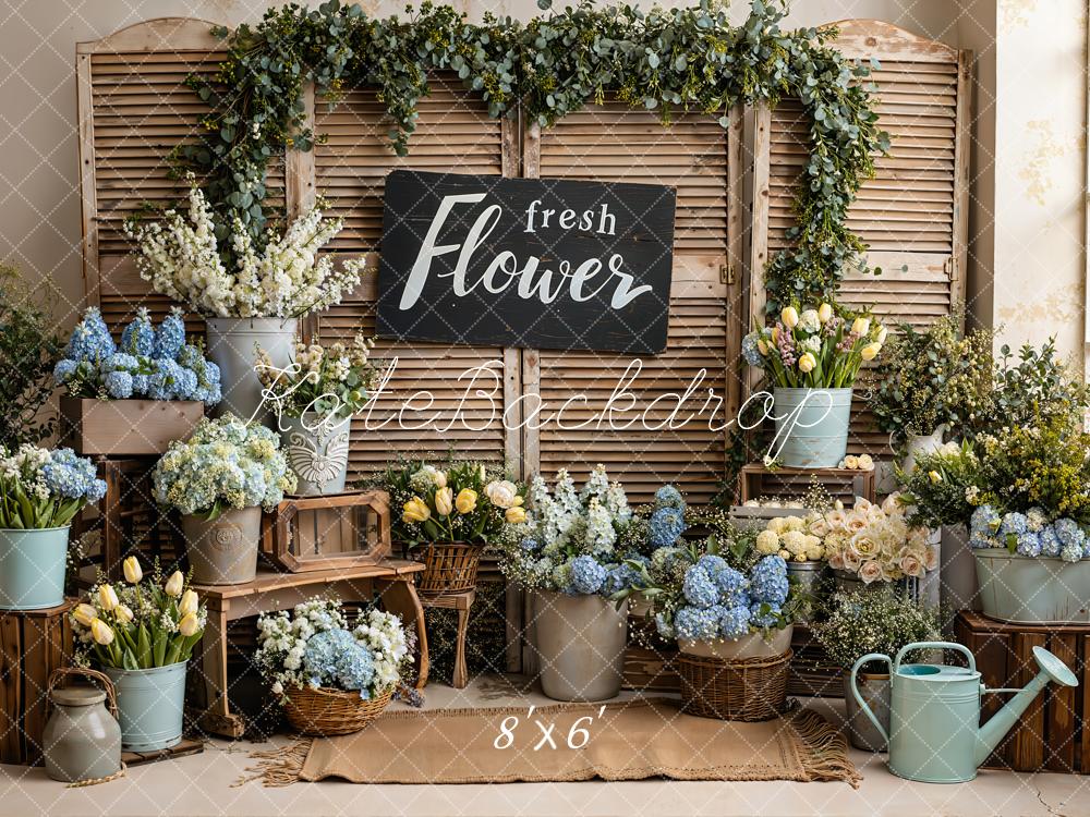 Kate Spring Flower Market Rustic Shutters Backdrop Designed by Emstselch - Image 3