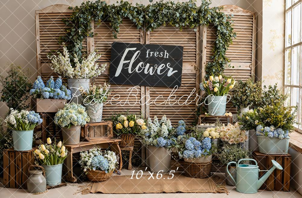 Kate Spring Flower Market Rustic Shutters Backdrop Designed by Emstselch - Image 4