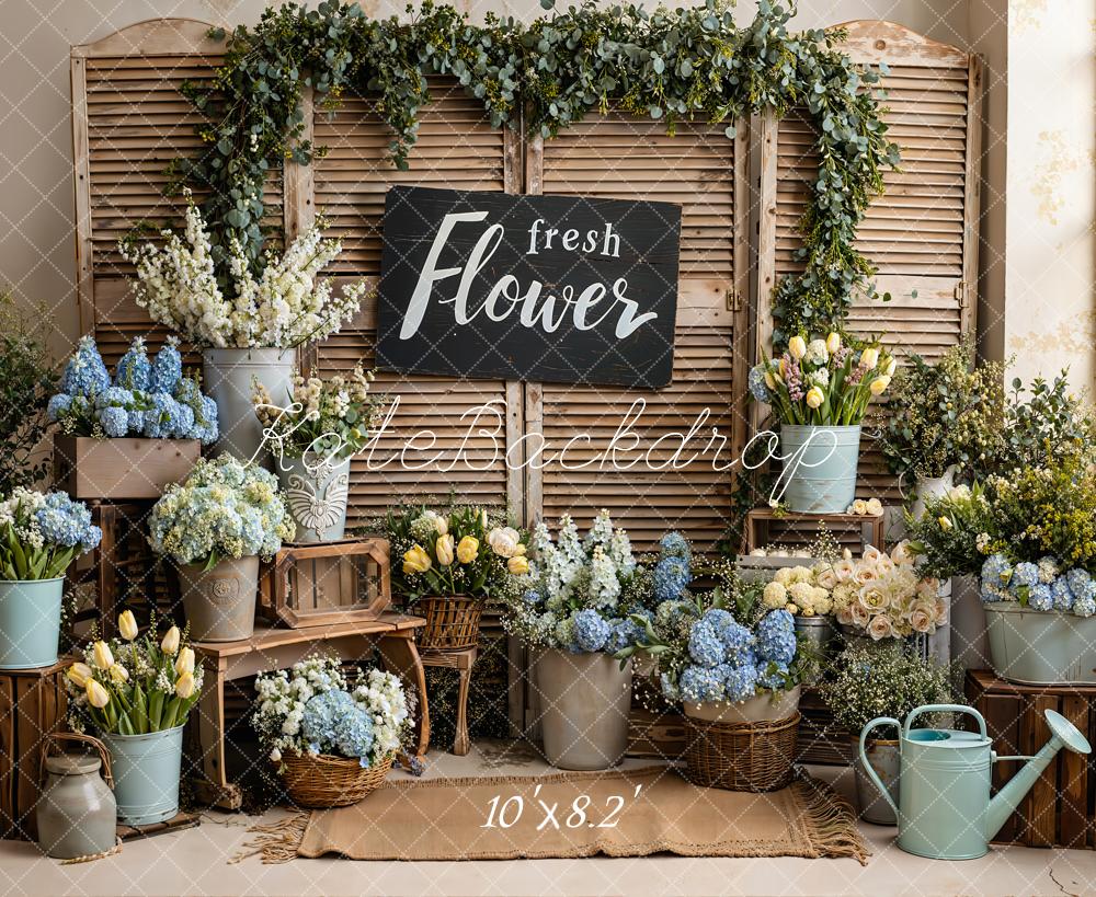 Kate Spring Flower Market Rustic Shutters Backdrop Designed by Emstselch - Image 6
