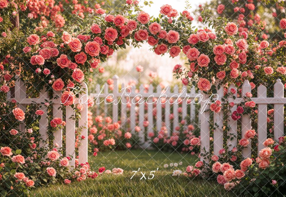 Kate Spring Flower Pink Rose Garden Backdrop Designed by Emetselch - Image 2