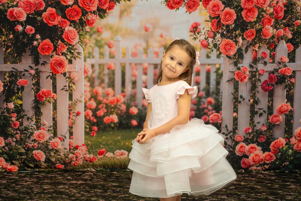 Kate Spring Flower Pink Rose Garden Backdrop Designed by Emetselch - Image 4