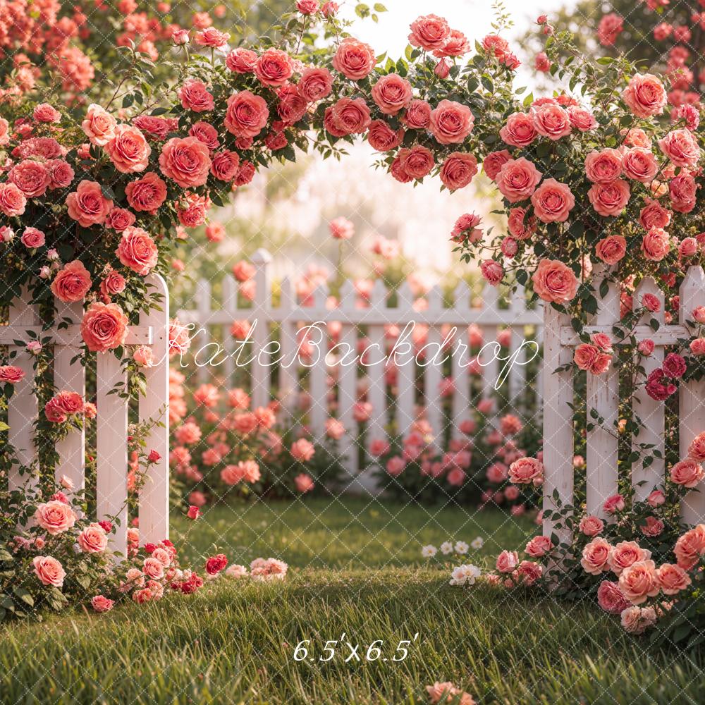 Kate Spring Flower Pink Rose Garden Backdrop Designed by Emetselch - Image 5