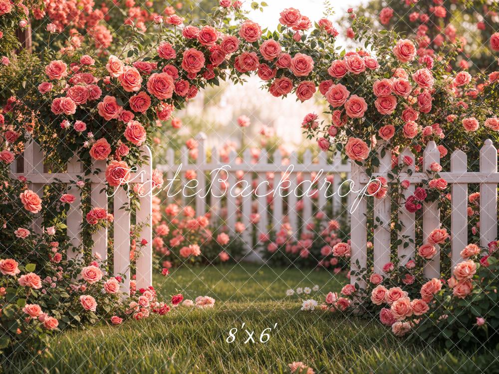 Kate Spring Flower Pink Rose Garden Backdrop Designed by Emetselch - Image 6