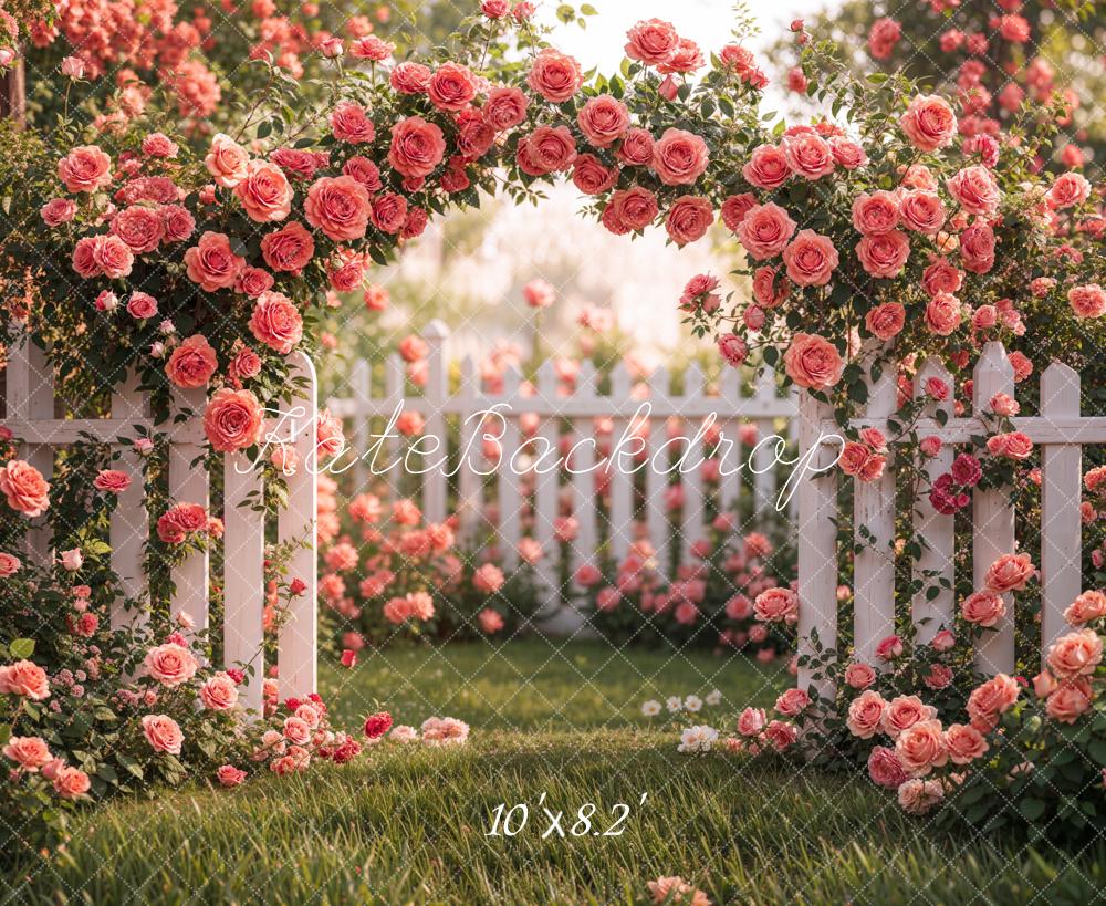 Kate Spring Flower Pink Rose Garden Backdrop Designed by Emetselch - Image 7