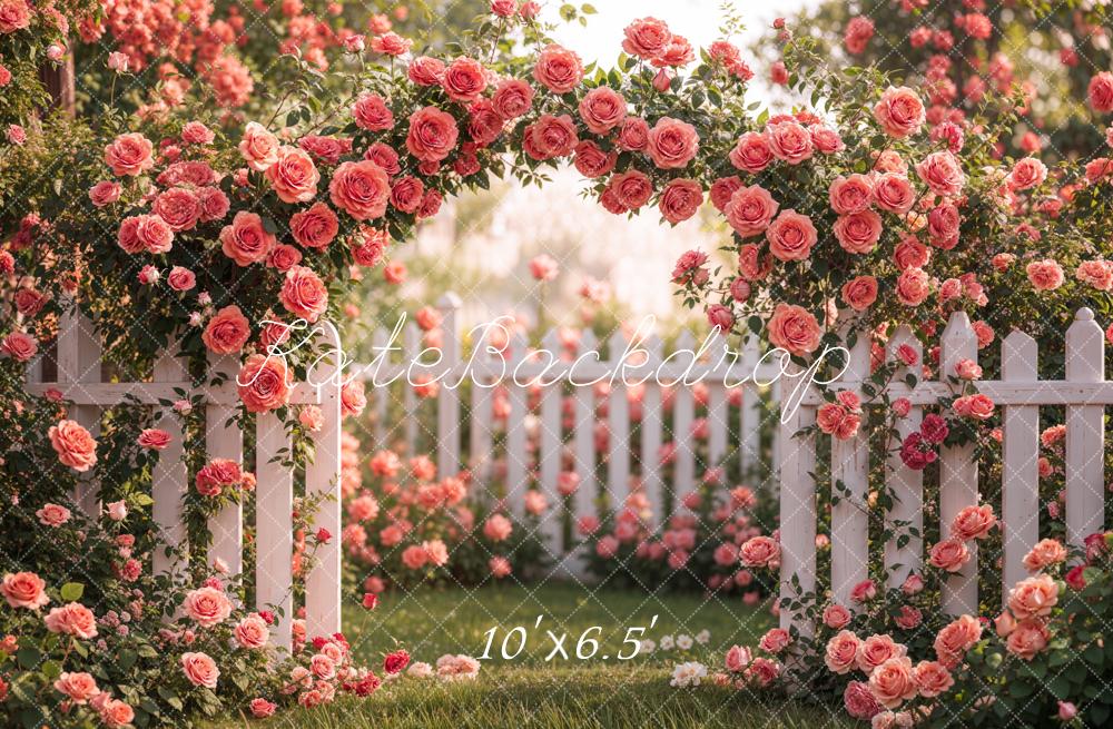Kate Spring Flower Pink Rose Garden Backdrop Designed by Emetselch - Image 8