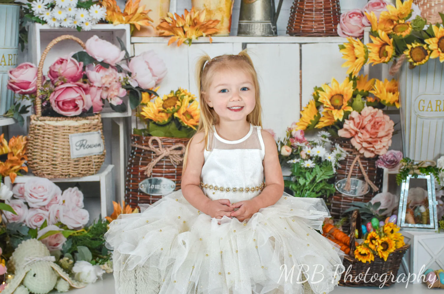 Kate Spring Flower Shop Sunflower Brick Wall Backdrop Designed by Emetselch - Image 3