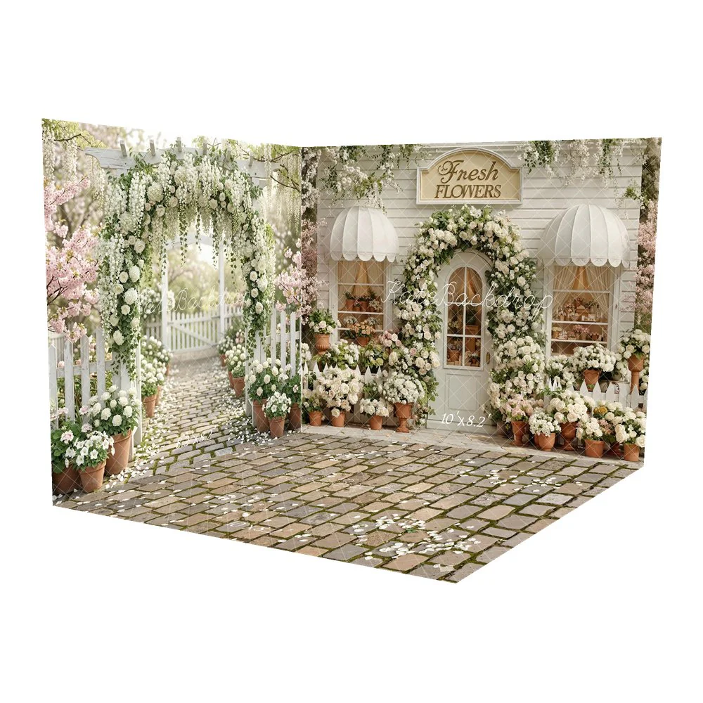 Kate Spring Flower Shop White Roses Archway Room Set - Image 2