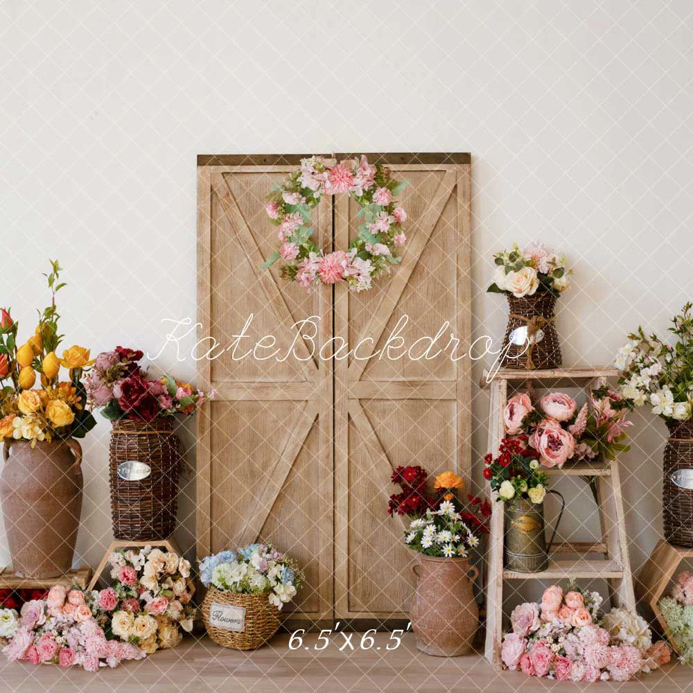 Kate Spring Flower Wooden Door Backdrop Designed by Emetselch - Image 2