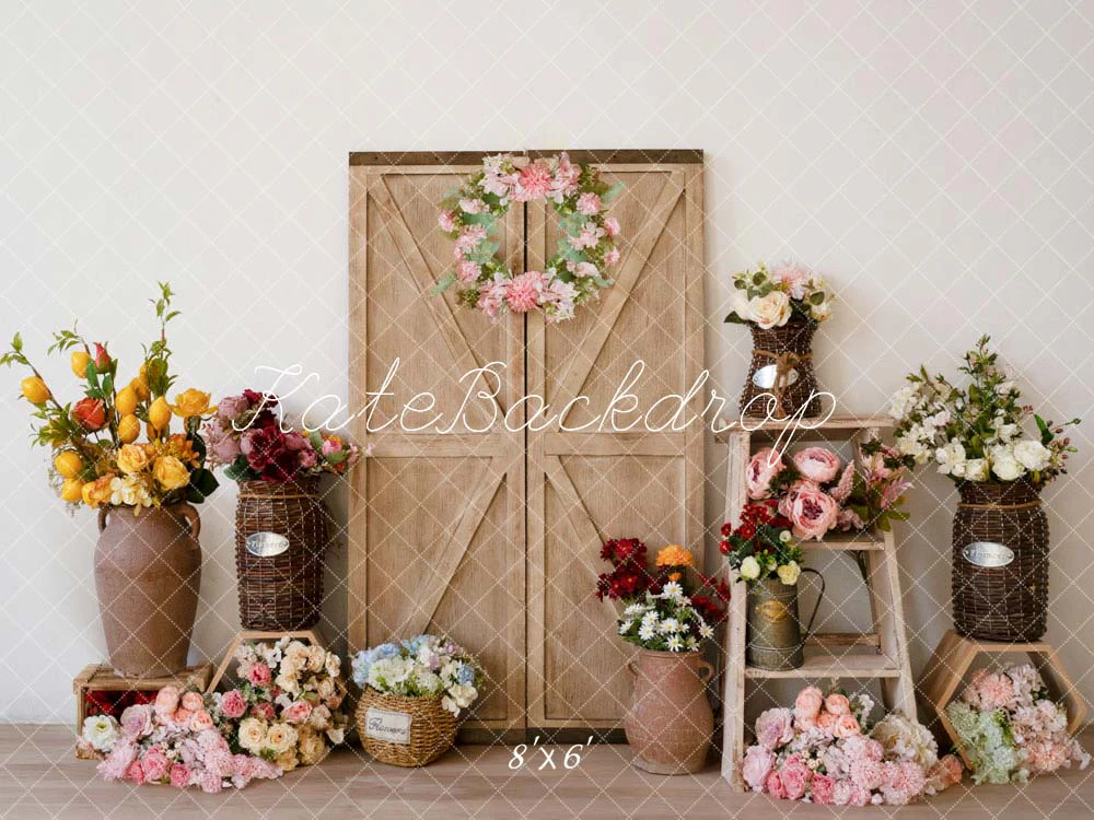 Kate Spring Flower Wooden Door Backdrop Designed by Emetselch - Image 3