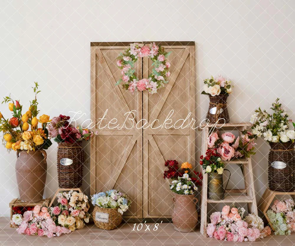 Kate Spring Flower Wooden Door Backdrop Designed by Emetselch - Image 4