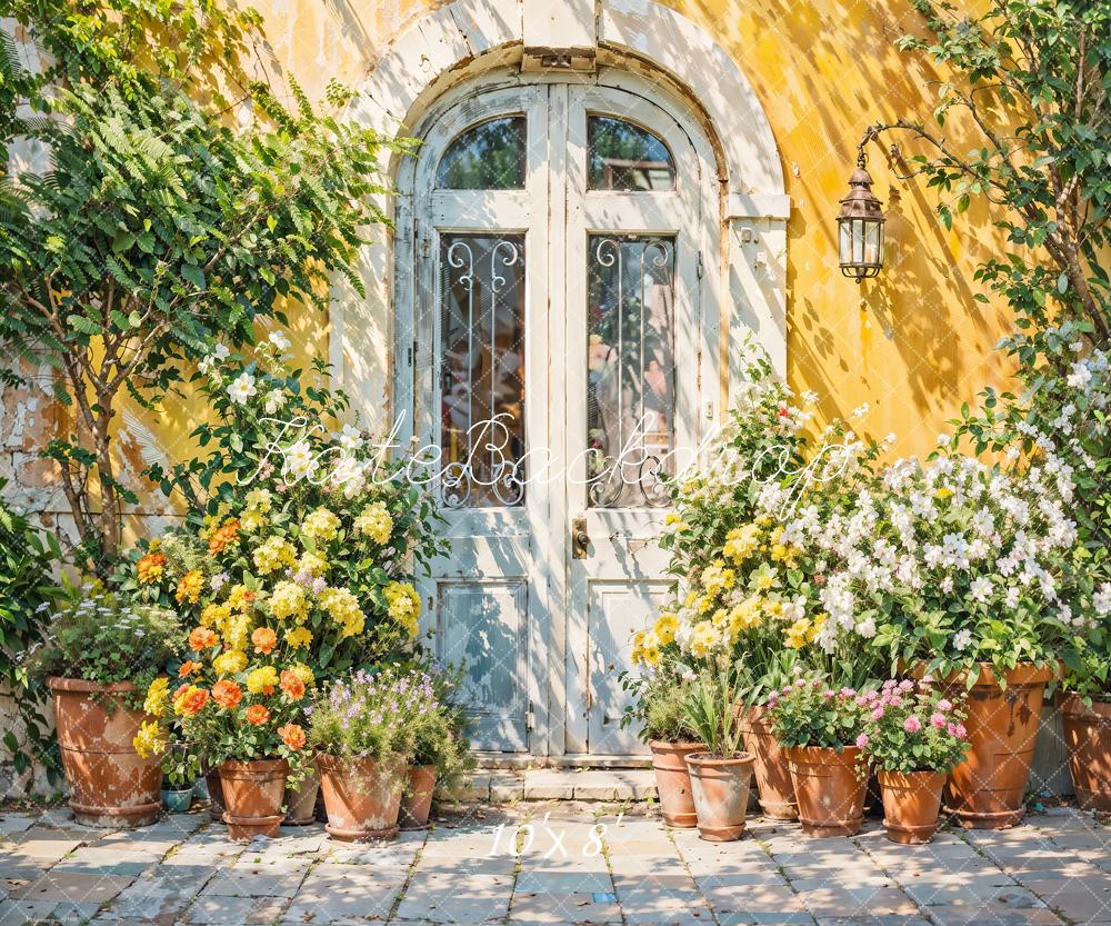 Kate Spring Flower Yellow Wall Arched Door Backdrop Designed by GQ - Image 5