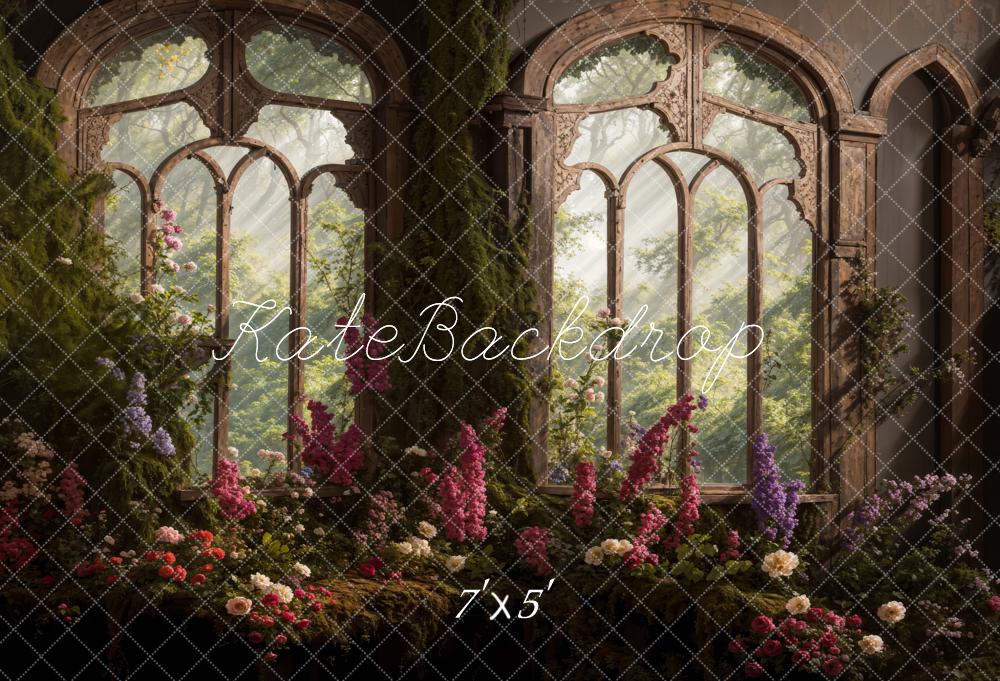 Kate Spring Flowers Arch Window Backdrop Designed by Emetselch - Image 2