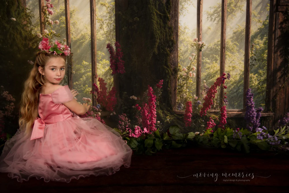 Kate Spring Flowers Arch Window Backdrop Designed by Emetselch - Image 4