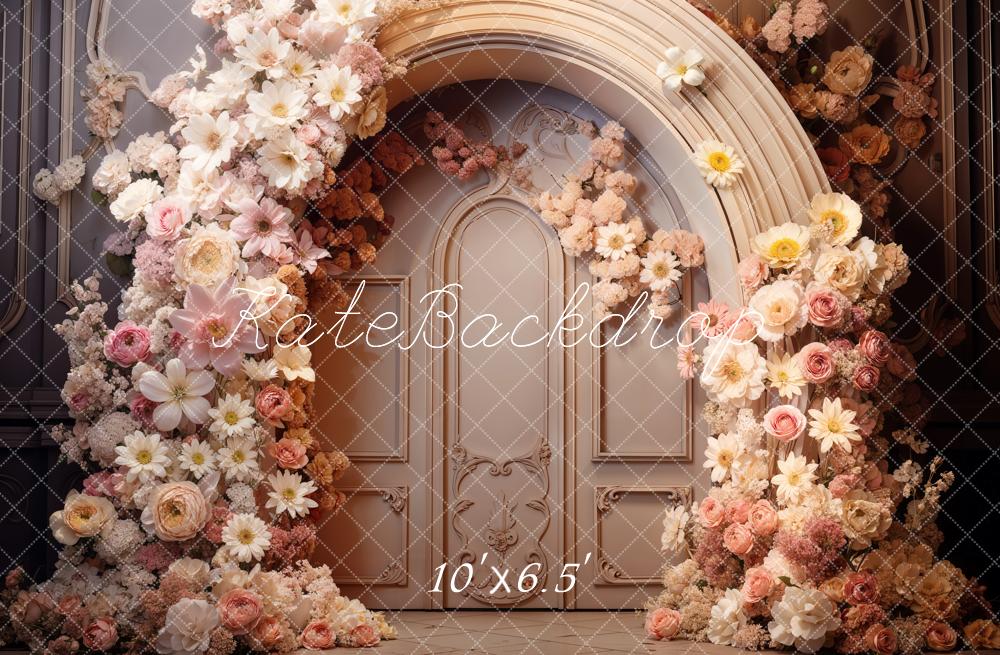 Kate Spring Flowers Arched Door Backdrop Designed by Emetselch - Image 4