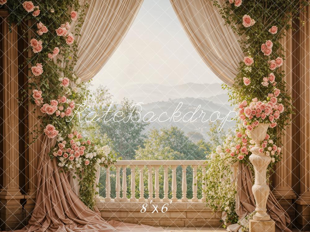 Kate Spring Flowers Curtain Balcony Backdrop Designed by Emetselch - Image 3
