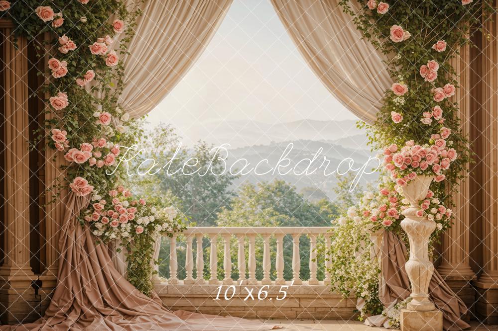 Kate Spring Flowers Curtain Balcony Backdrop Designed by Emetselch - Image 4