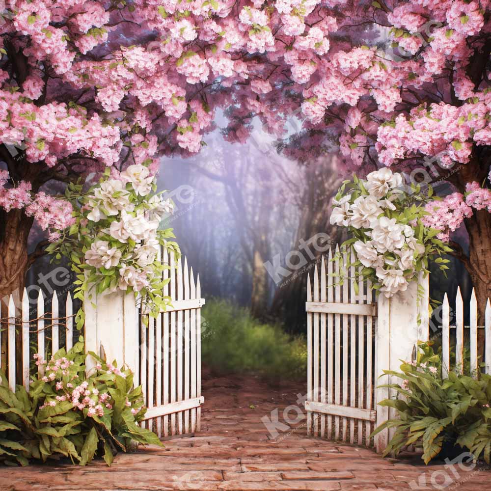 Kate Spring Pink Flower Fence Backdrop Designed by Chain Photography - Image 2