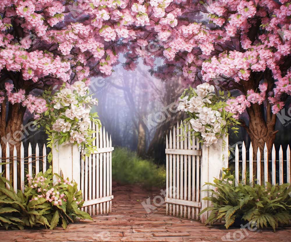 Kate Spring Pink Flower Fence Backdrop Designed by Chain Photography - Image 4
