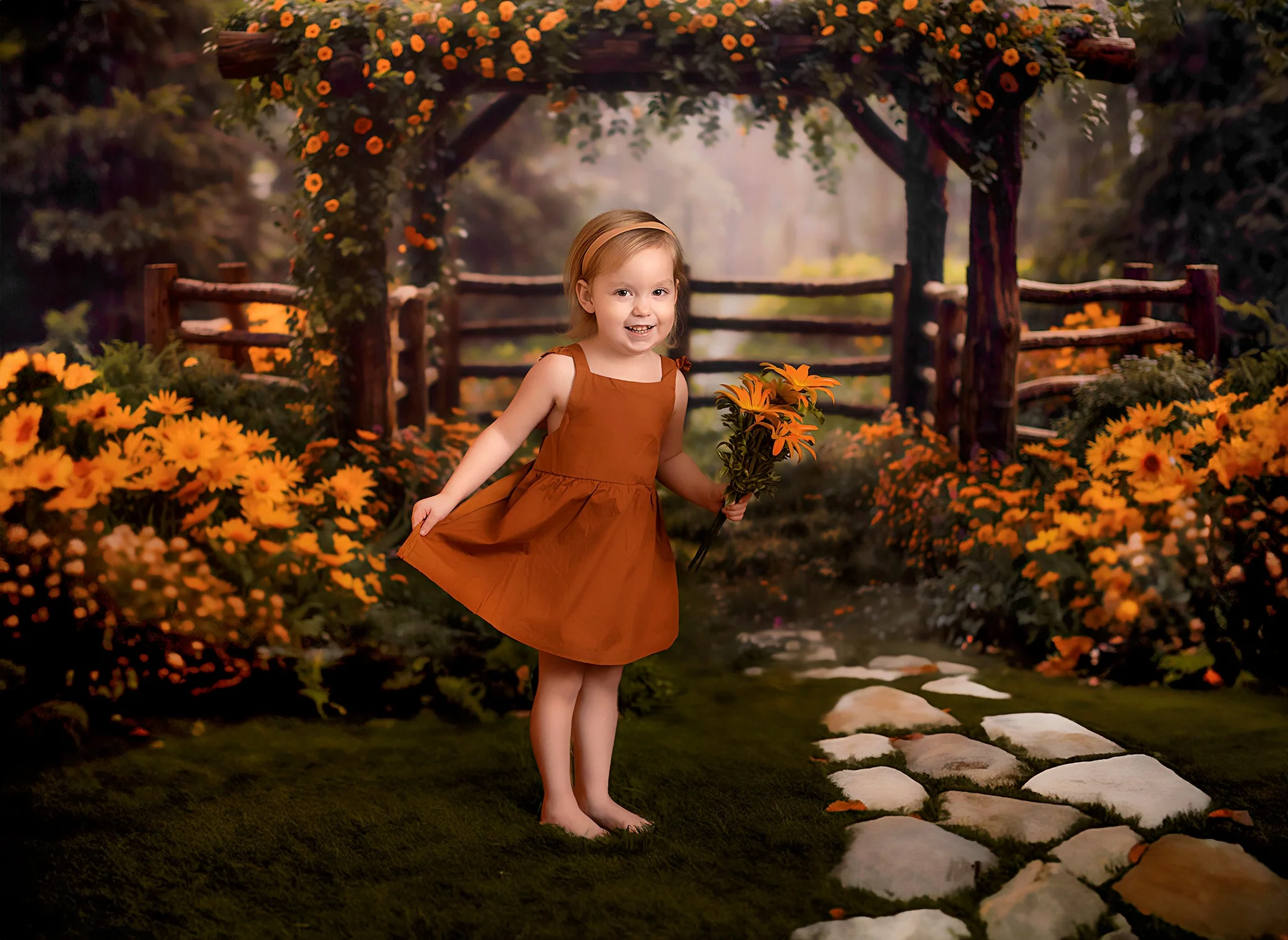 Kate Spring Flowers Fence Backdrop Designed by Chain Photography - Image 5