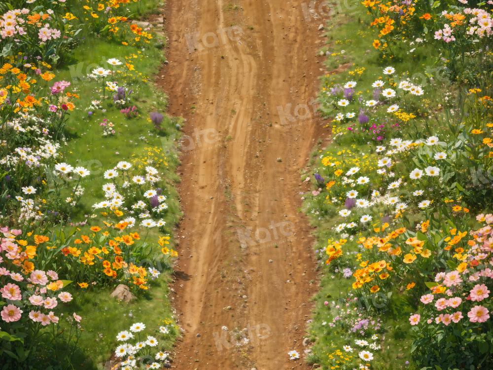 Kate Spring Flowers Field Path Floor Backdrop Designed by Kate Image - Image 3