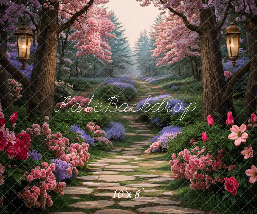 Kate Spring Flowers Forest Path Backdrop Designed by Chain Photography - Image 5