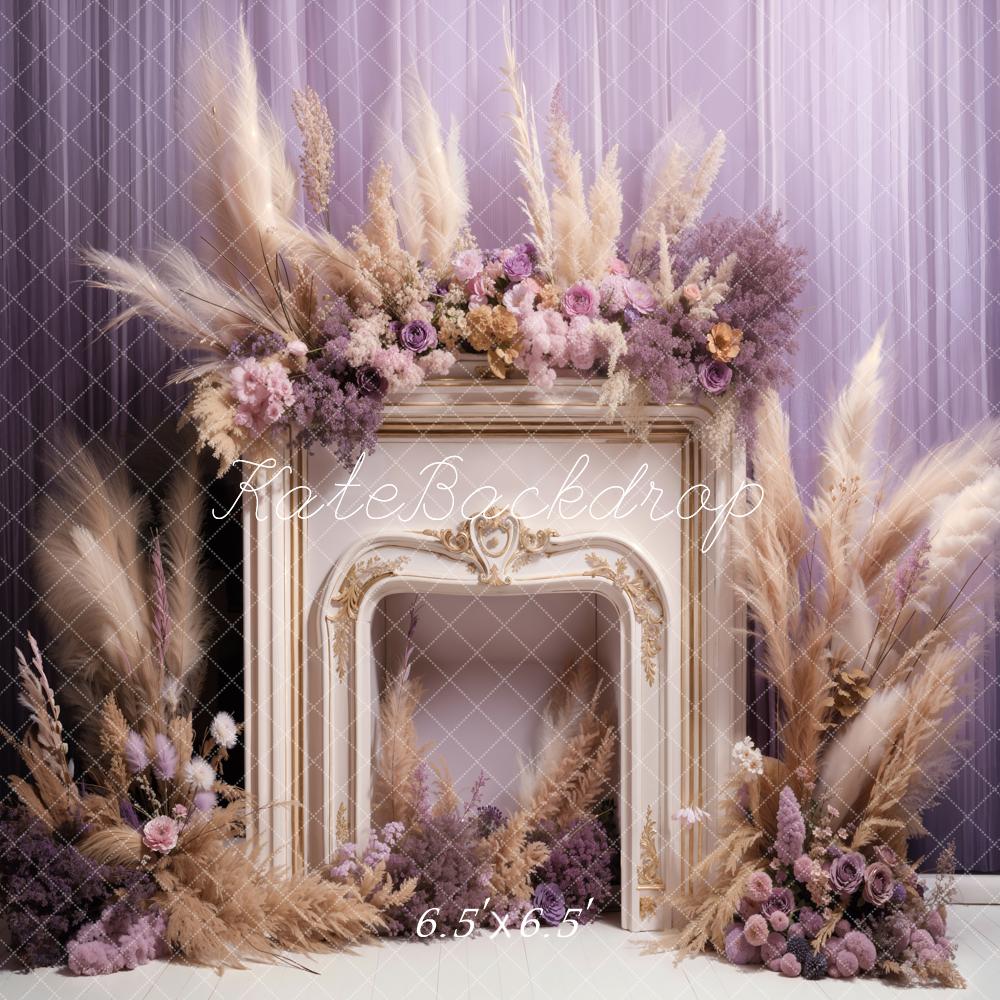 Kate Spring Flowers Reed Fireplace Backdrop Designed by Emetselch - Image 2