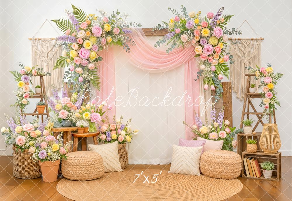 Kate Spring Garand Boho Pastel Floral Backdrop Designed by Emstselch