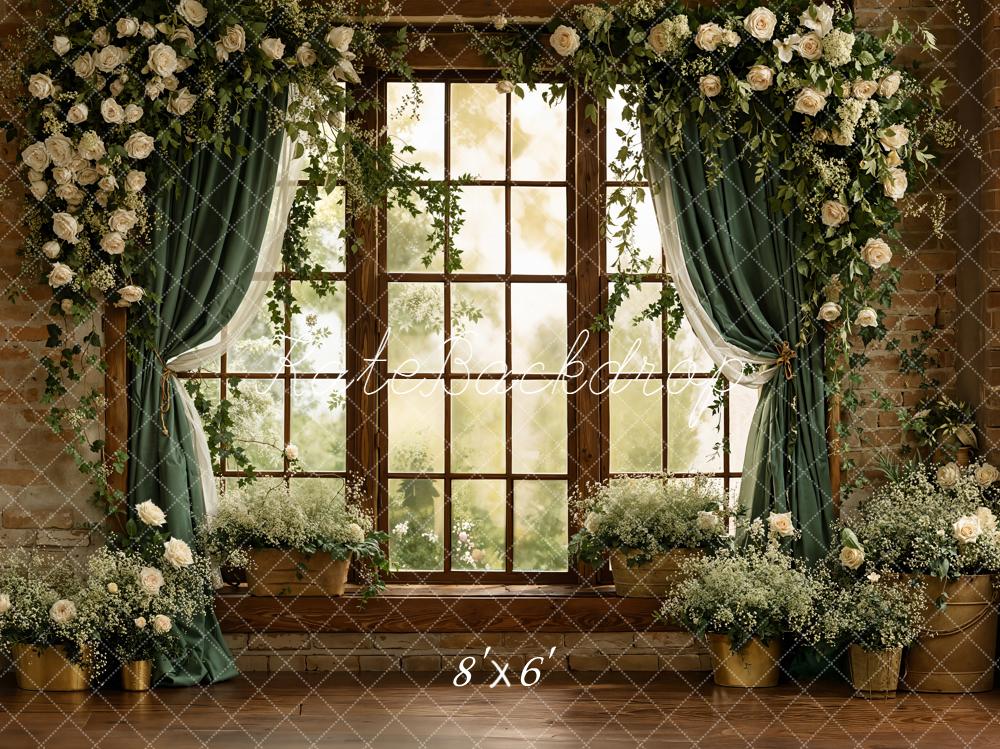 Kate Spring Garand Window Brick Wall Greenery Backdrop Designed by Emstselch - Image 3