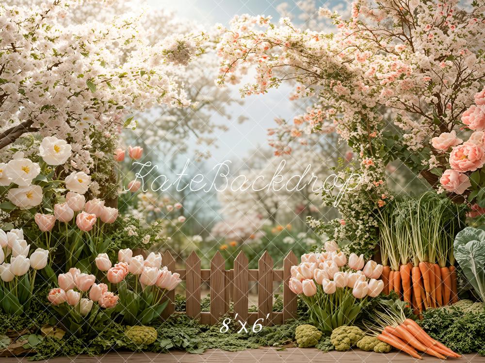 Kate Spring Garden Flowers Carrots Fleece Backdrop Designed by Emetselch - Image 2