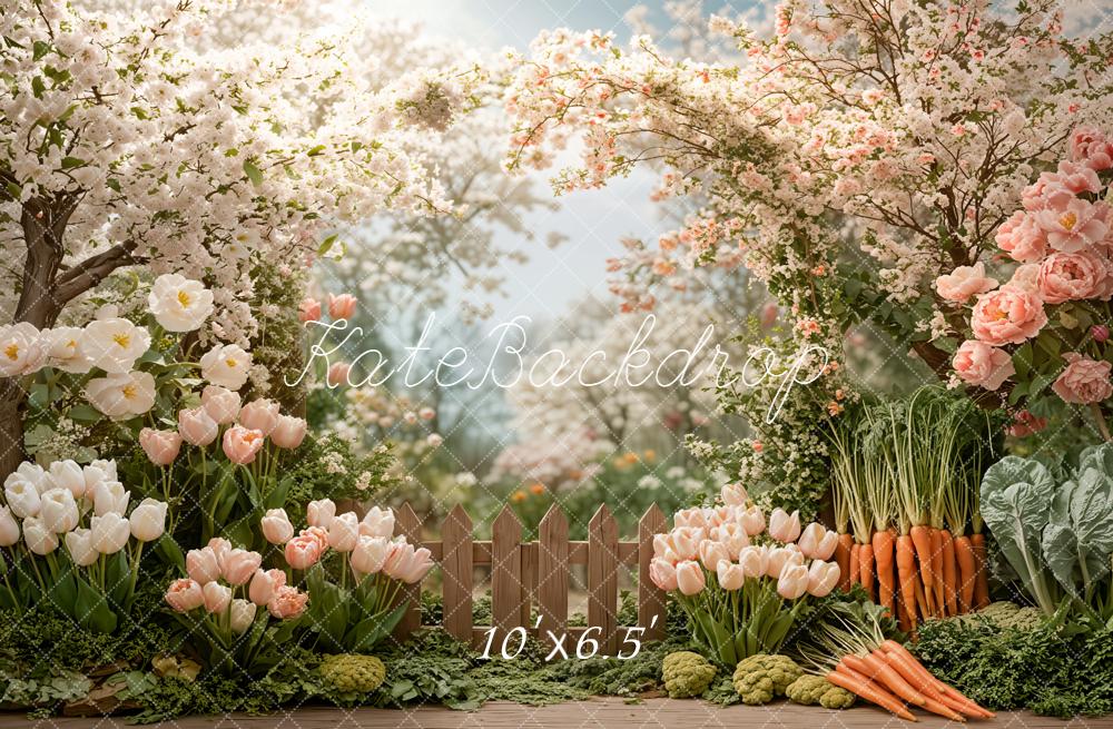 Kate Spring Garden Flowers Carrots Fleece Backdrop Designed by Emetselch - Image 4